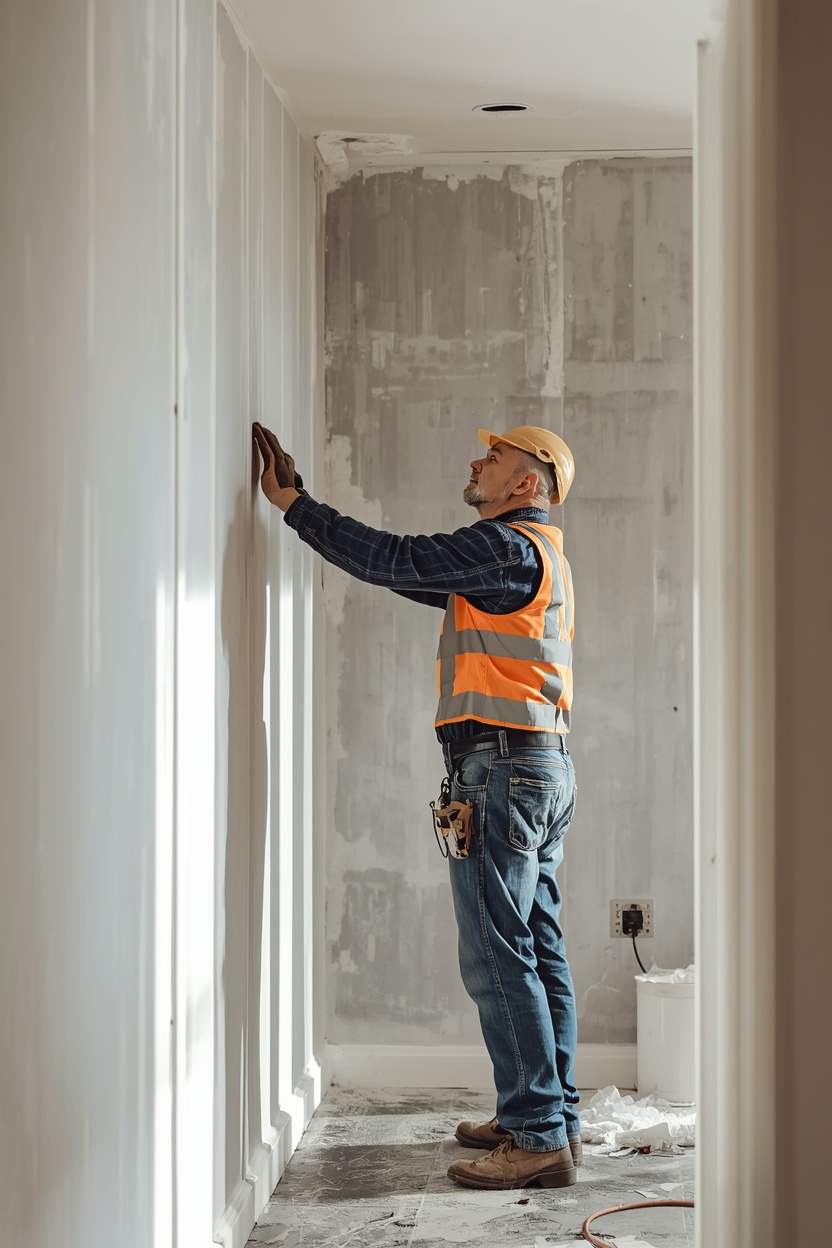 Drylining Birkenhead contractor at work on a plasterboard wall